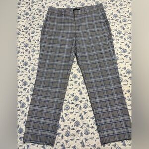 Banana Republic Avery model Womens Black gray blue plaid Pants Size 8 Reg